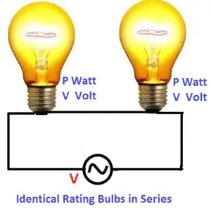 identical rating bulbs connected in the series