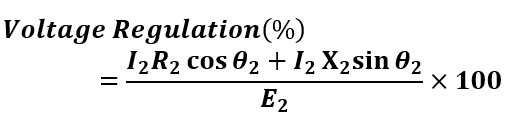 % voltage regulation of transformer at lagging power factor