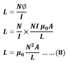 self inductance formula derivation for solenoid coil