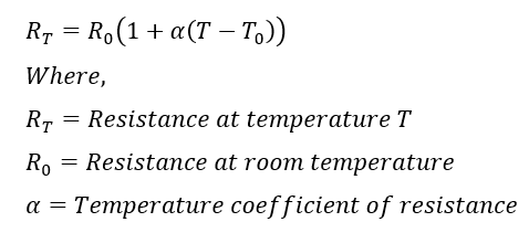 Effect of temperature on resistance formula
