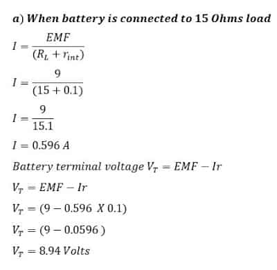 solved problem on battery terminal voltage
