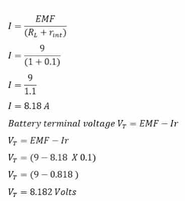 battery terminal voltage under load- solved problem