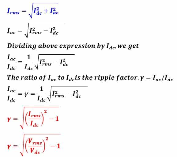 ripple factor formula