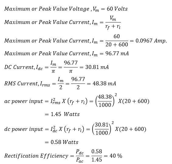 solved problem on half wave rectifier Example No. 2 