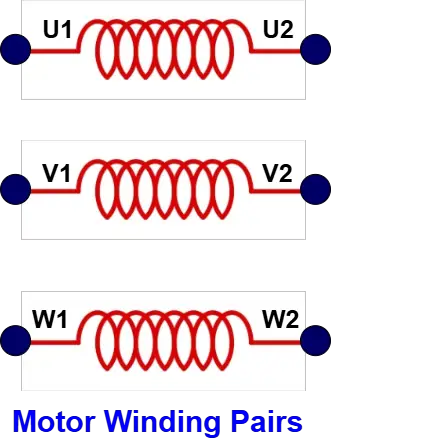 diagram showing motor winding pairs