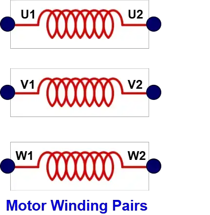 winding pair in 3 phase motor