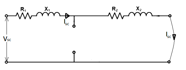 simplified equivalent circuit of transformer under short circuit test