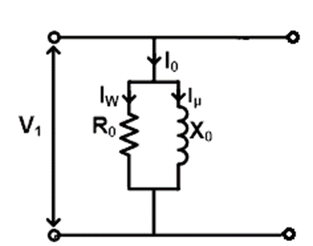 simplified equivalent circuit of transformer at no laod