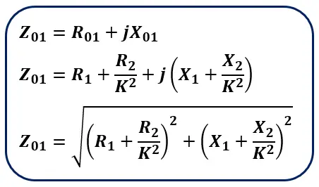 formula for primary side equivalent impedance when the impedance of the secondary winding referred to the primary