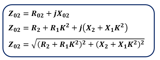 The formula for calculating the secondary side equivalent impedance when the impedance of the primary winding referred to the secondary side: