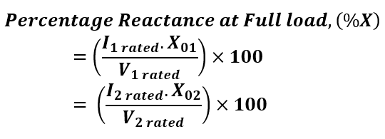 formula for the Percentage Reactance (%X) 