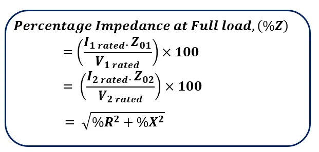 formula for the Percentage Reactance (%Z) 