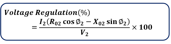 voltage regulation formula for leading power factor load