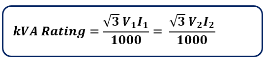 kVA rating formula for three-phase transformers